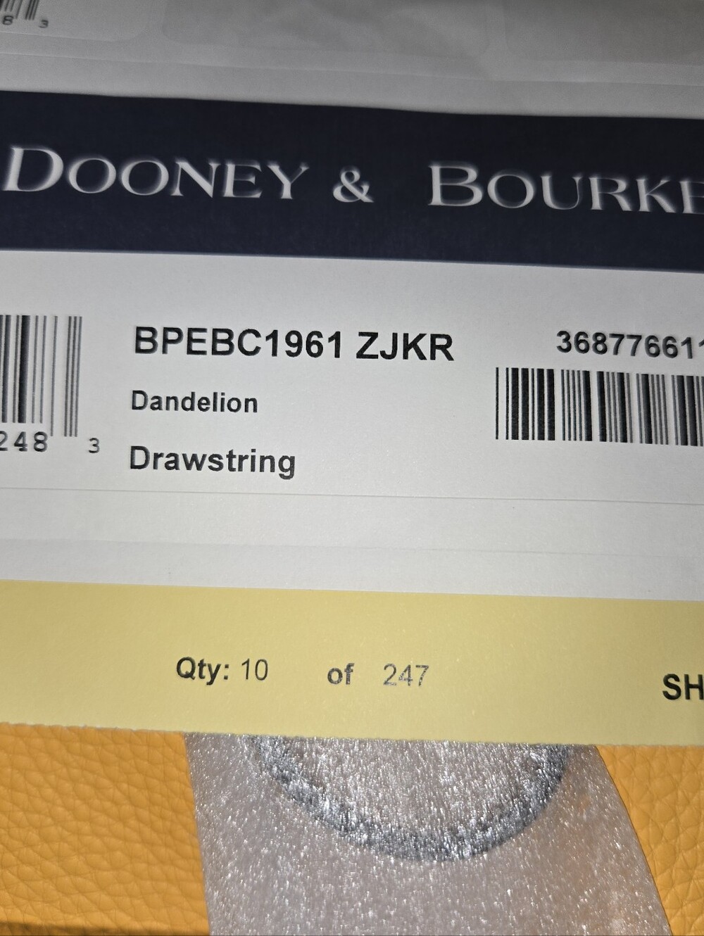 Dooney & Bourke Mustard Yellow Leather Drawstring Hobo with Dark Brown Straps - Picture 15 of 16